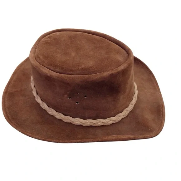 WALK ABOUT Leather Unisex Brown Made in Australia Hat Sz Small Safari Bush Hat - Picture 6 of 16